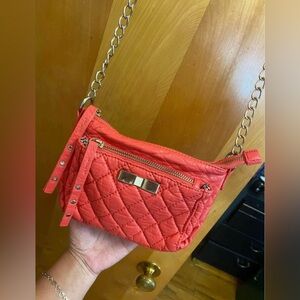 Quilted Coral Crossbody Bag